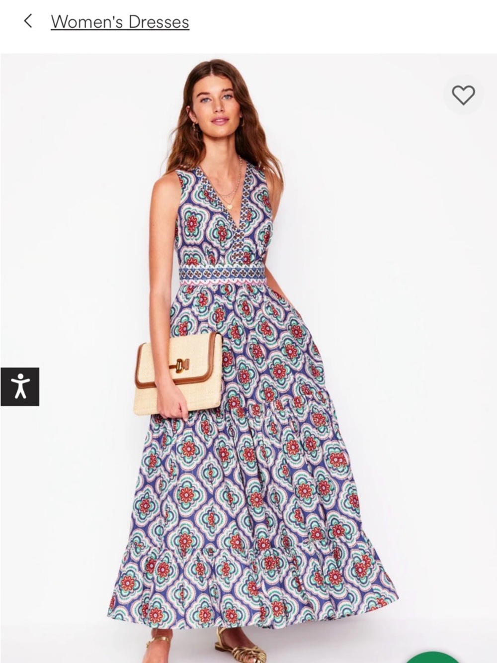 Boden Sleeveless V-Neck Printed Maxi Dress in Multicolor